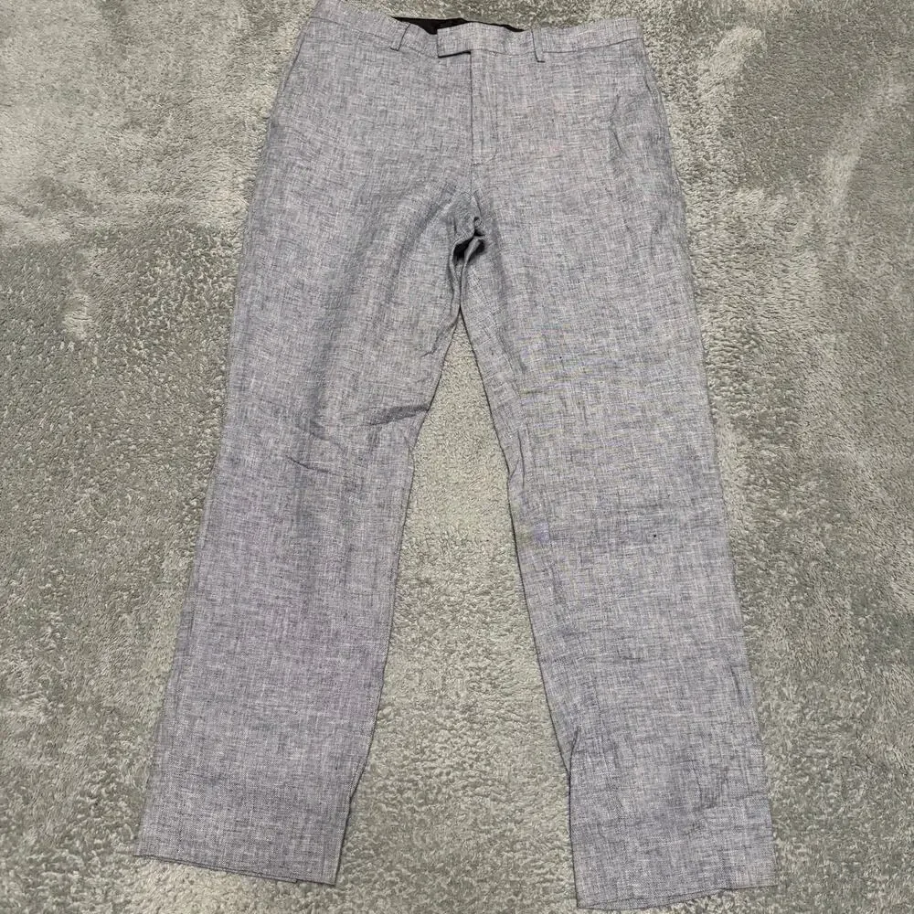 Banana Republic Pants Mens 33x32 Blue Standard Fit Linen Blend Trousers